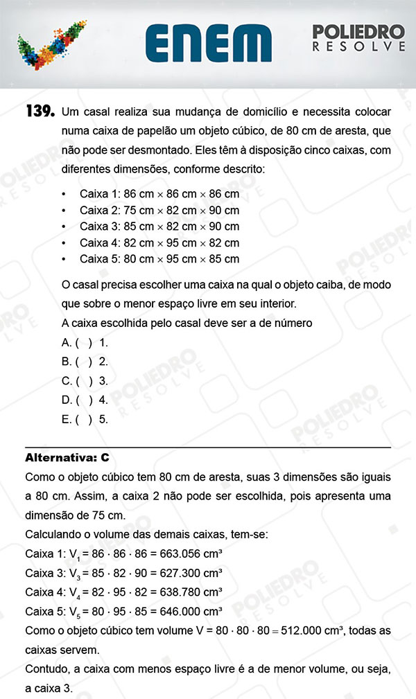 Questão 139 - 2º Dia (PROVA AMARELA) - ENEM 2017