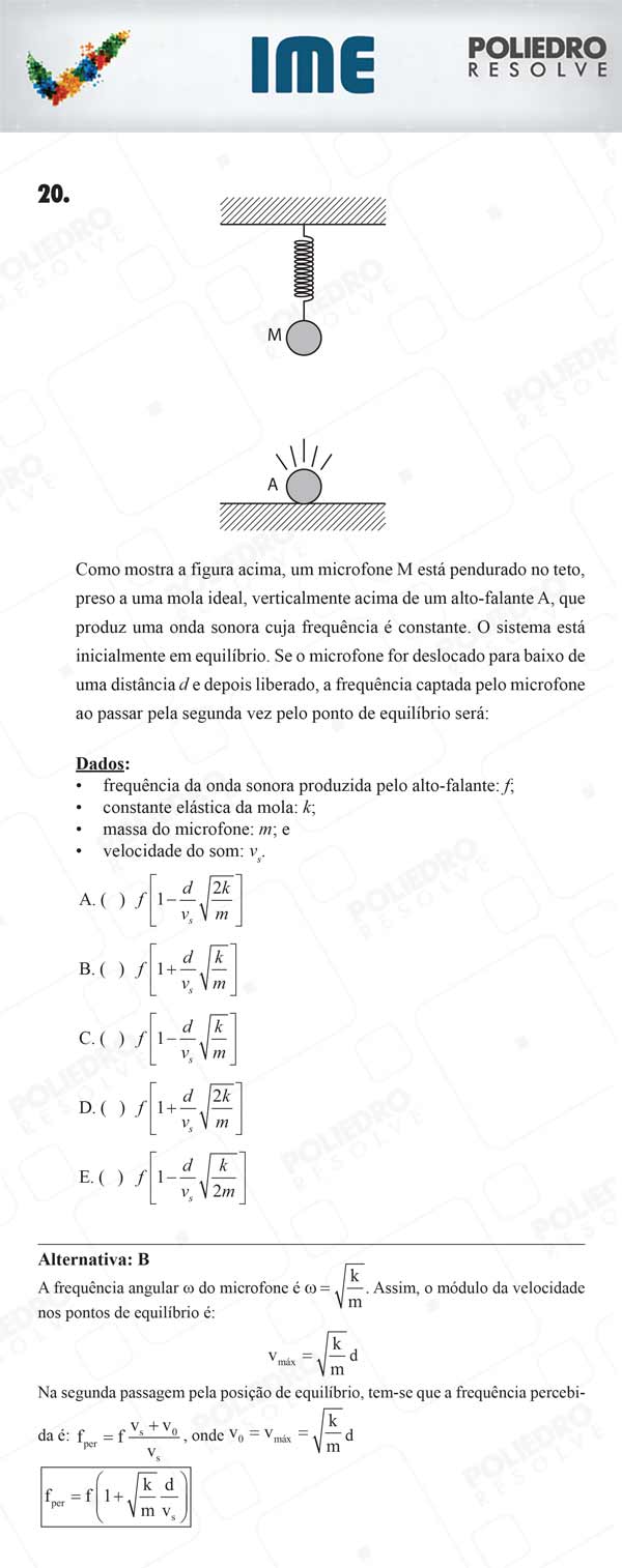 Questão 20 - 1ª Fase - IME 2018