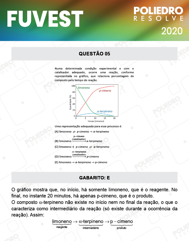 Questão 5 - 1ª Fase - Prova V - FUVEST 2020