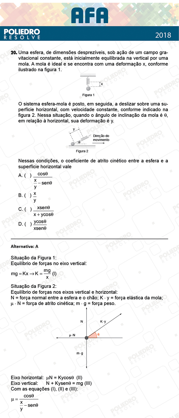 Questão 20 - Prova Modelo B - AFA 2019