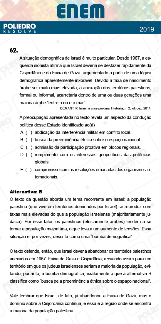 Questão 62 - 1º Dia - Prova AZUL - ENEM 2018