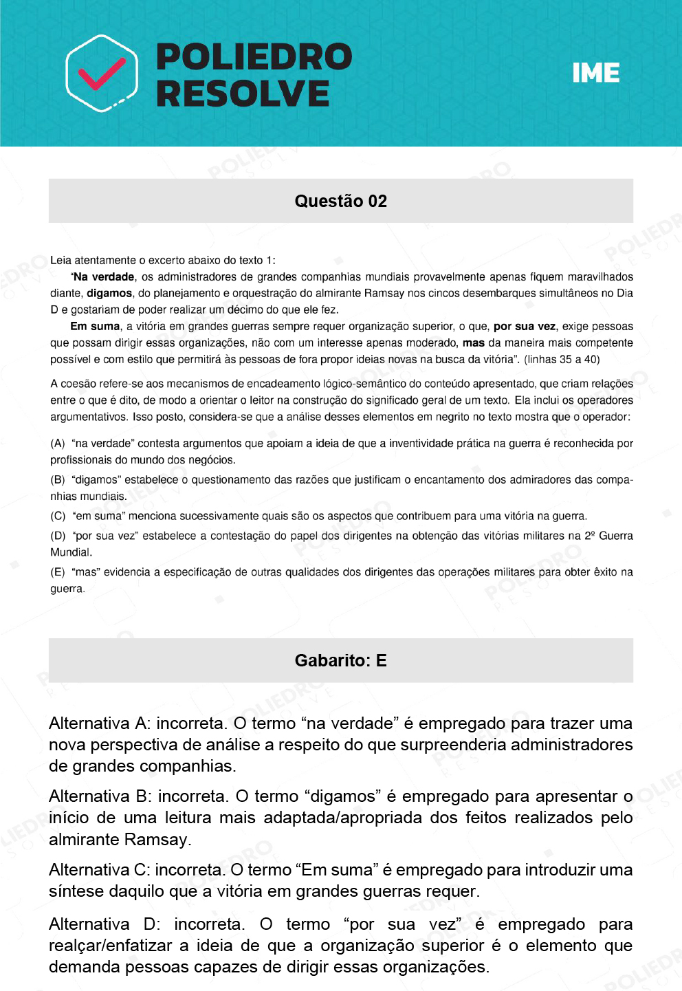 Questão 2 - 2ª Fase - Português/Inglês - IME 2022