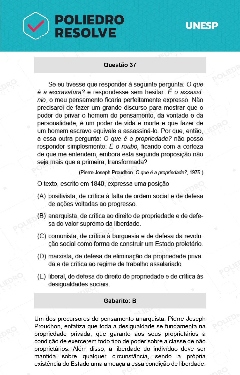 Questão 37 - 1ª Fase - Ext / Hum - UNESP 2022