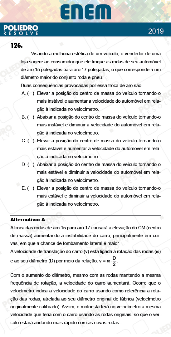 Questão 126 - 2º Dia - Prova CINZA - ENEM 2018