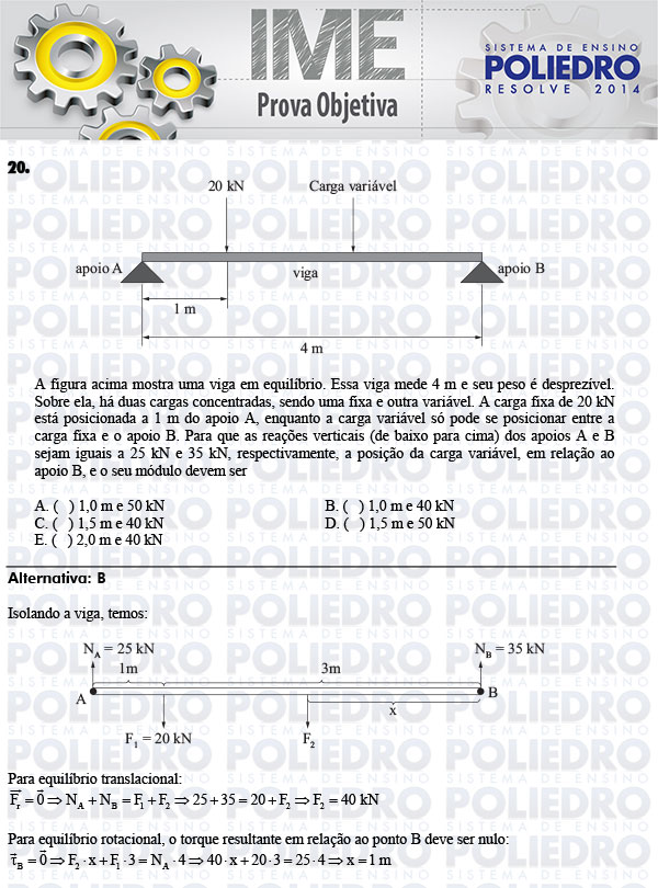 Questão 20 - Objetiva - IME 2014