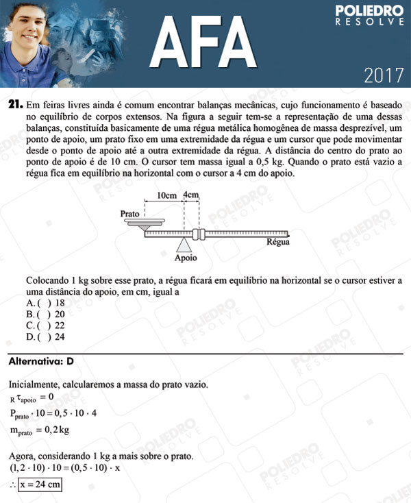 Questão 21 - Prova Modelo B - AFA 2017