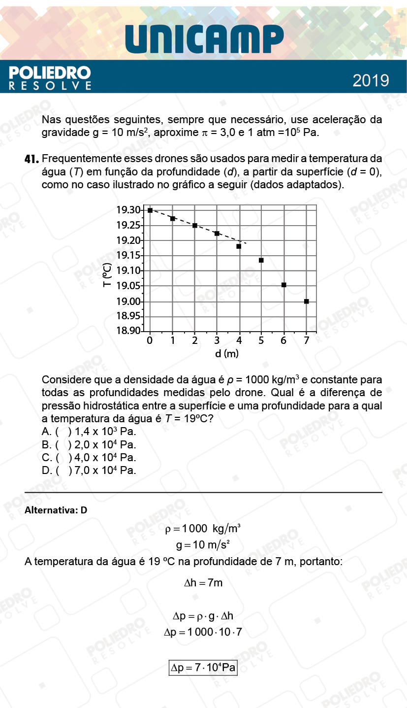 Questão 41 - 1ª Fase - PROVA Q e X - UNICAMP 2019