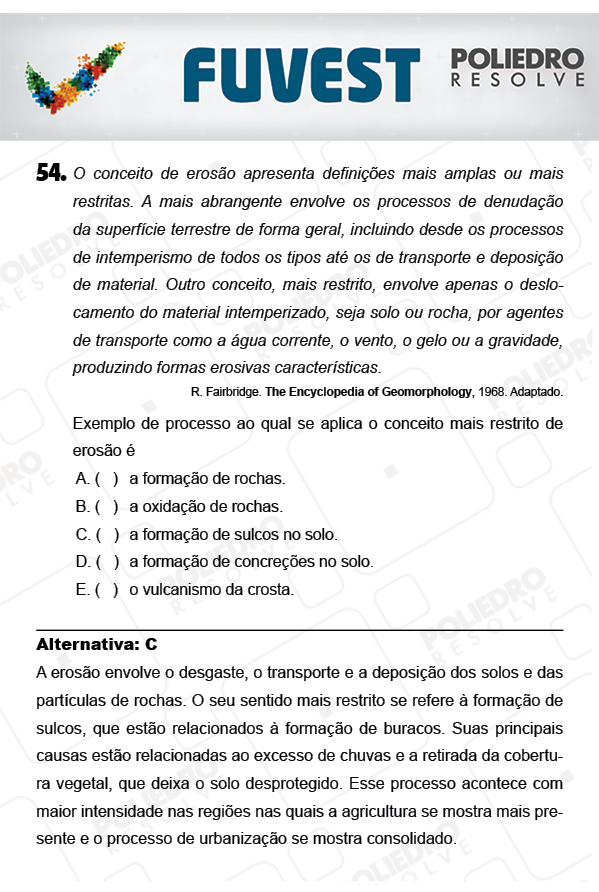 Questão 54 - 1ª Fase - PROVA V - FUVEST 2018