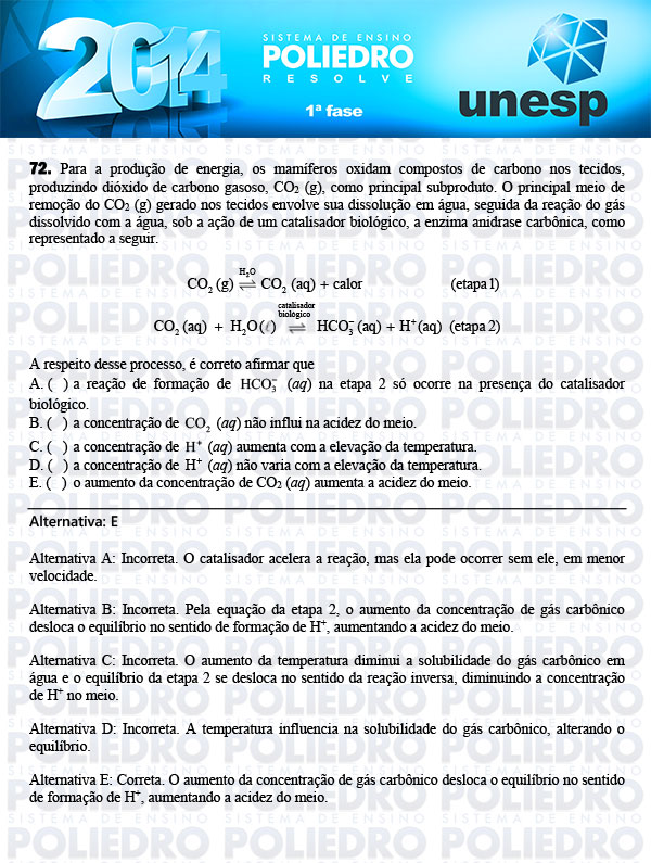 Questão 72 - 1ª Fase - UNESP 2014