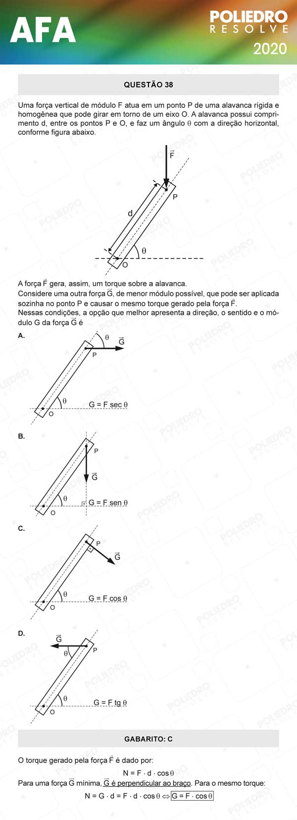 Questão 38 - Prova Modelo C - AFA 2020