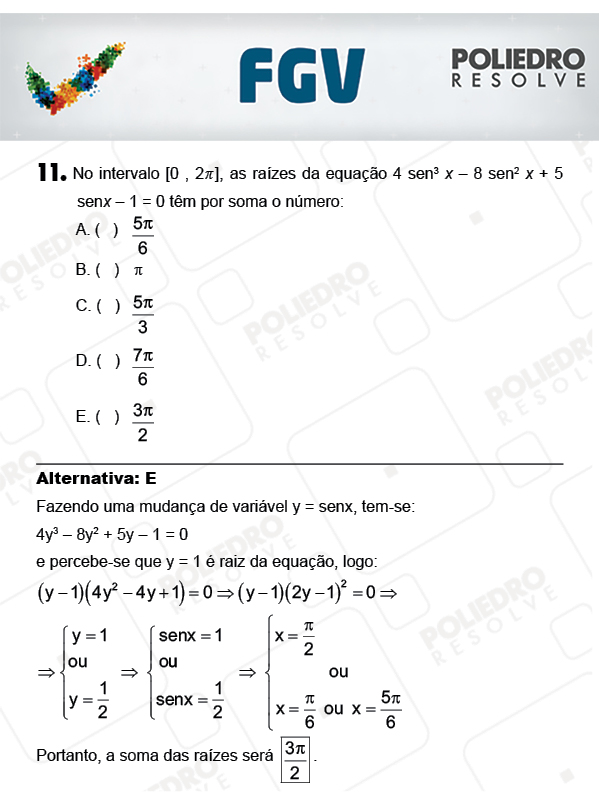 Questão 11 - Objetivas - FGV 2018