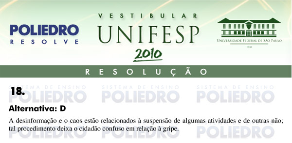 Questão 18 - Português e Inglês - UNIFESP 2010