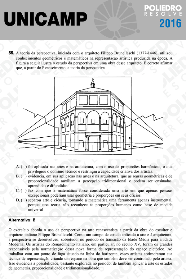 Questão 55 - 1ª Fase - UNICAMP 2016