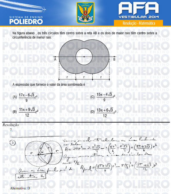 Questão 7 - Prova Modelo B - AFA 2014