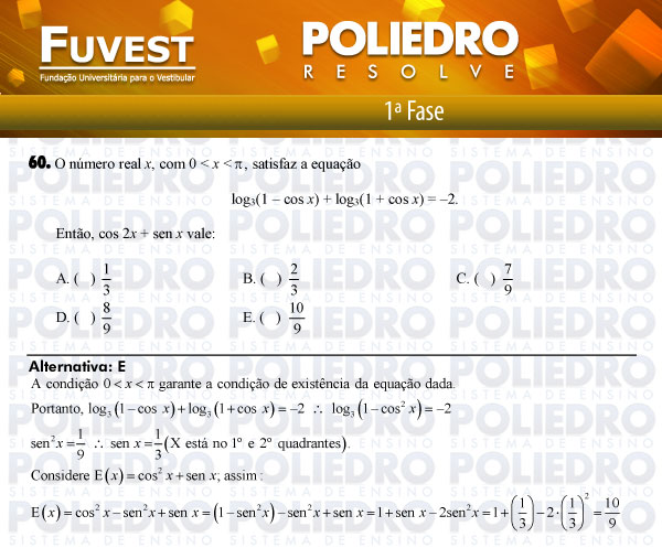 Questão 60 - 1ª Fase - FUVEST 2012