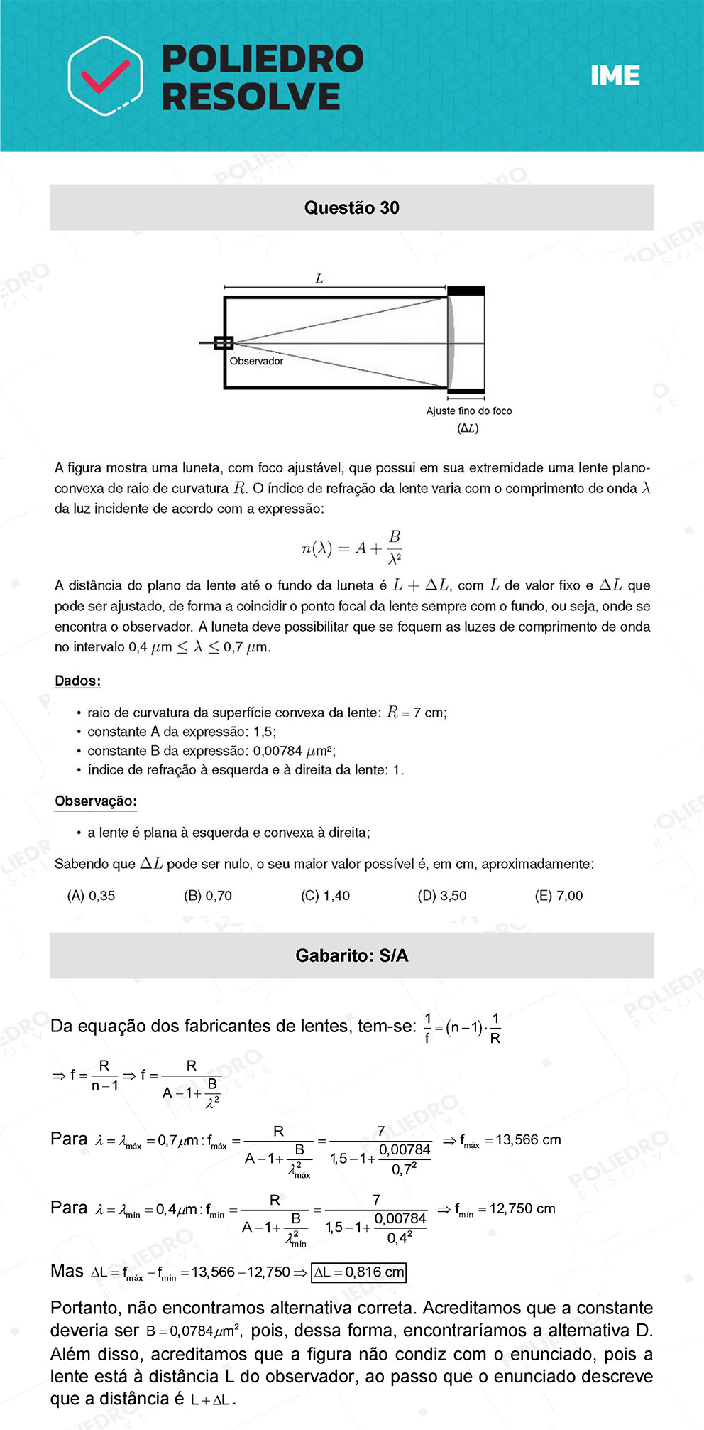 Questão 30 - 1ª Fase - IME 2023