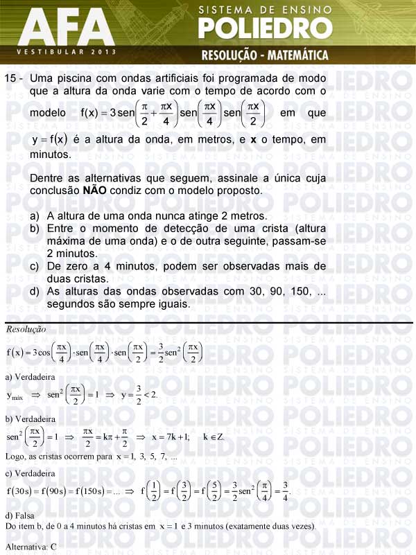 Questão 15 - Prova Modelo A - AFA 2013