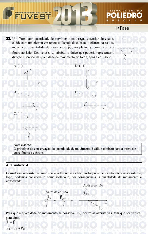 Questão 22 - 1ª Fase - FUVEST 2013