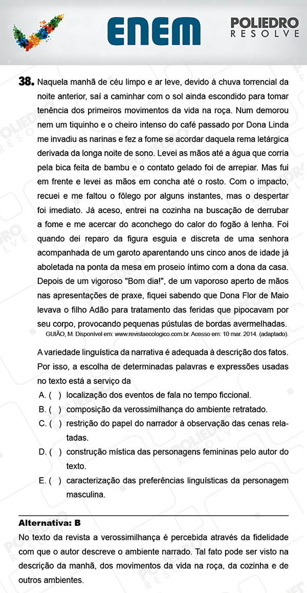 Questão 38 - 1º Dia (PROVA AZUL) - ENEM 2017