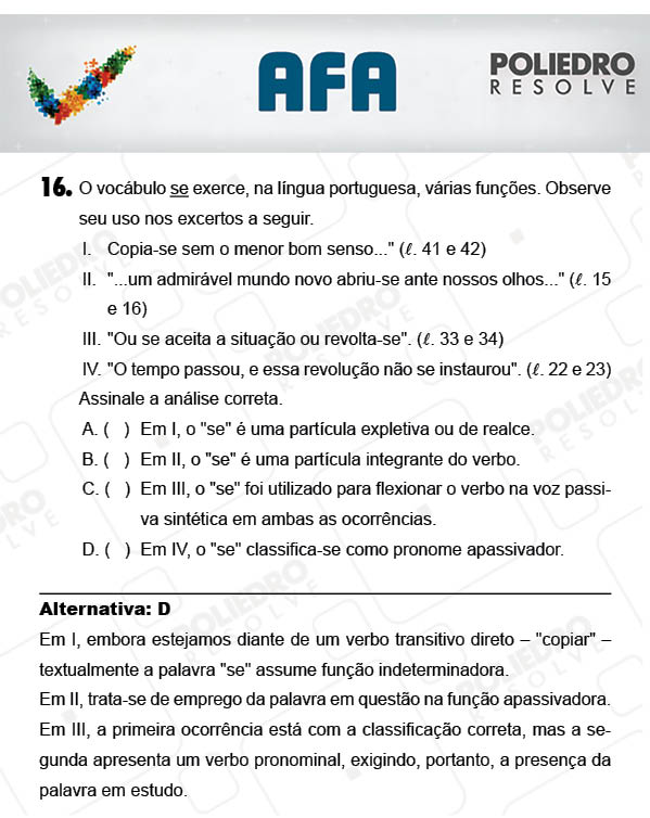 Questão 16 - Prova Modelo A - AFA 2018