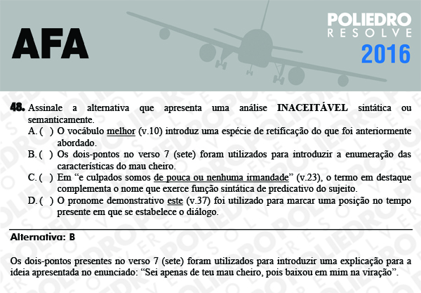 Questão 48 - Prova Modelo C - AFA 2016