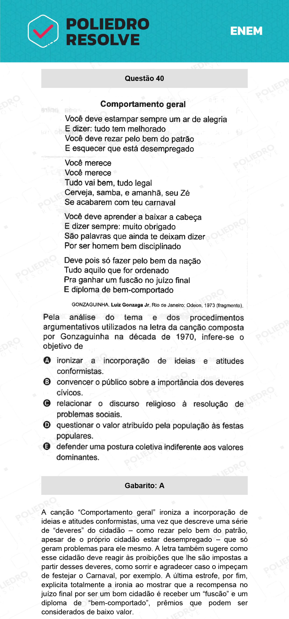 Questão 40 - 1º Dia - Prova Branca - ENEM 2021