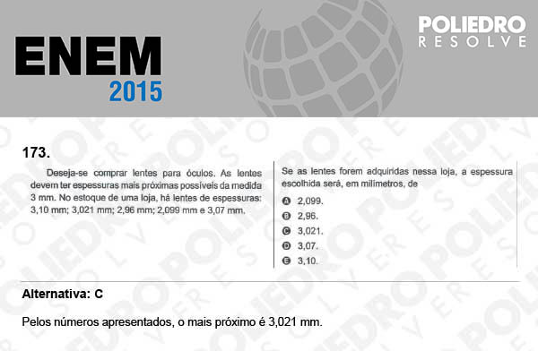 Questão 173 - Domingo (Prova Azul) - ENEM 2015