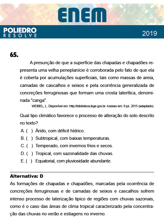 Questão 65 - 1º Dia - Prova BRANCA - ENEM 2018