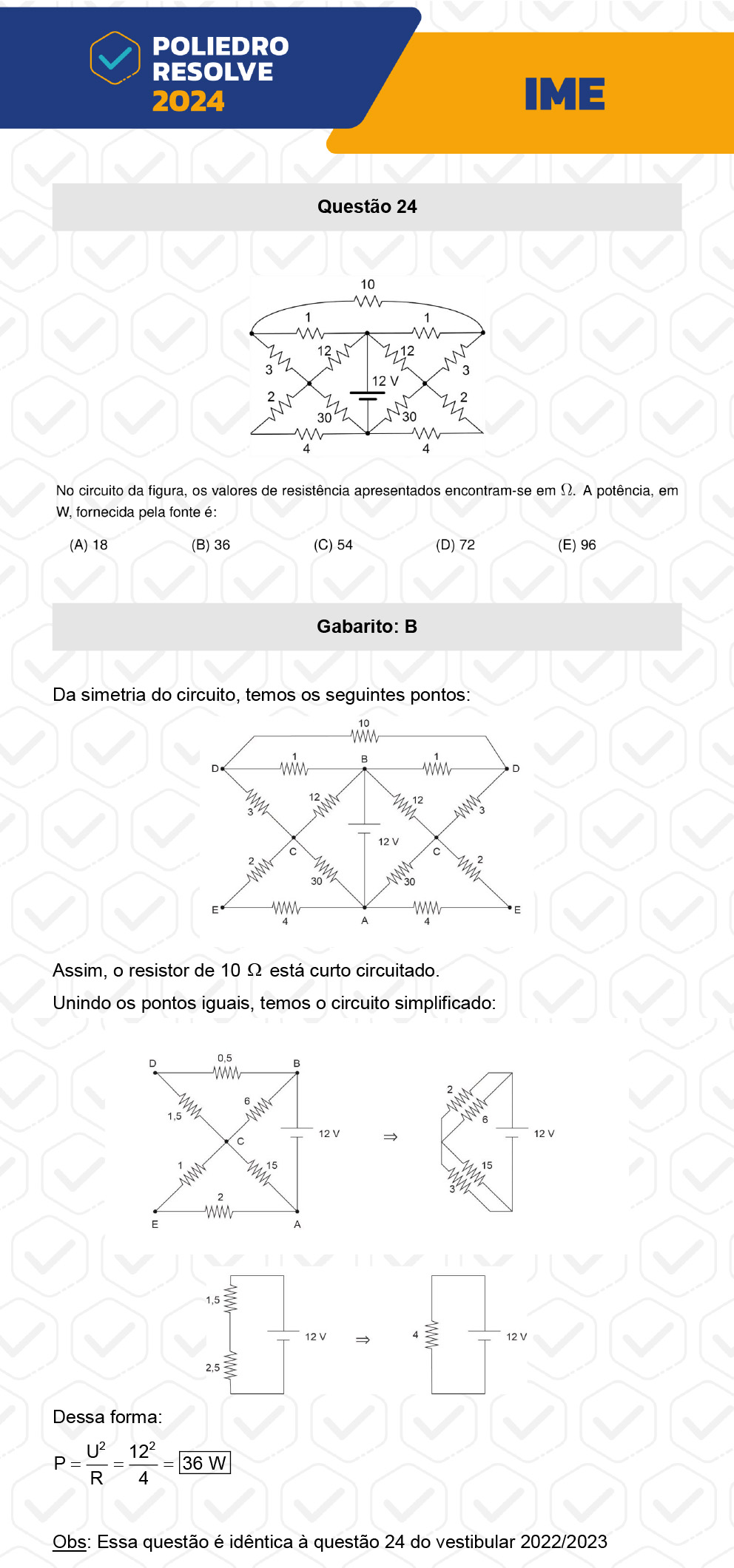 Questão 24 - 1ª Fase - IME 2024