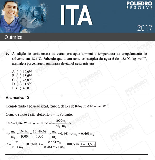 Questão 6 - Química - ITA 2017