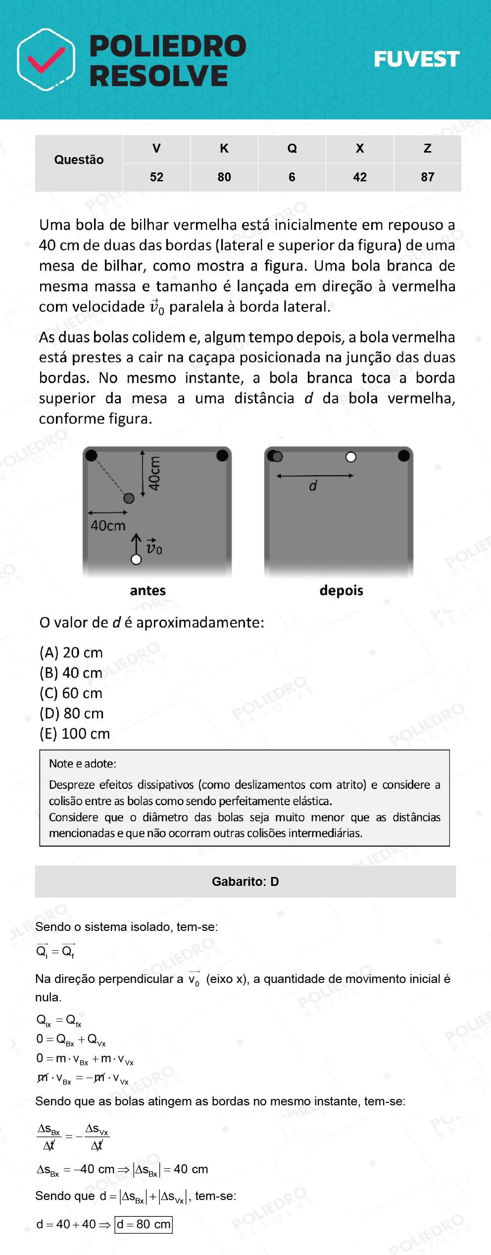 Questão 80 - 1ª Fase - Prova K - 12/12/21 - FUVEST 2022