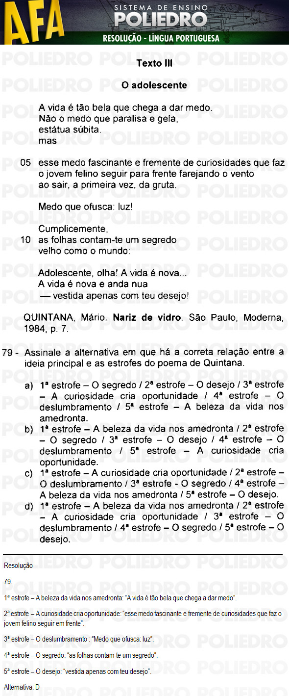 Questão 79 - Código 11 - AFA 2011