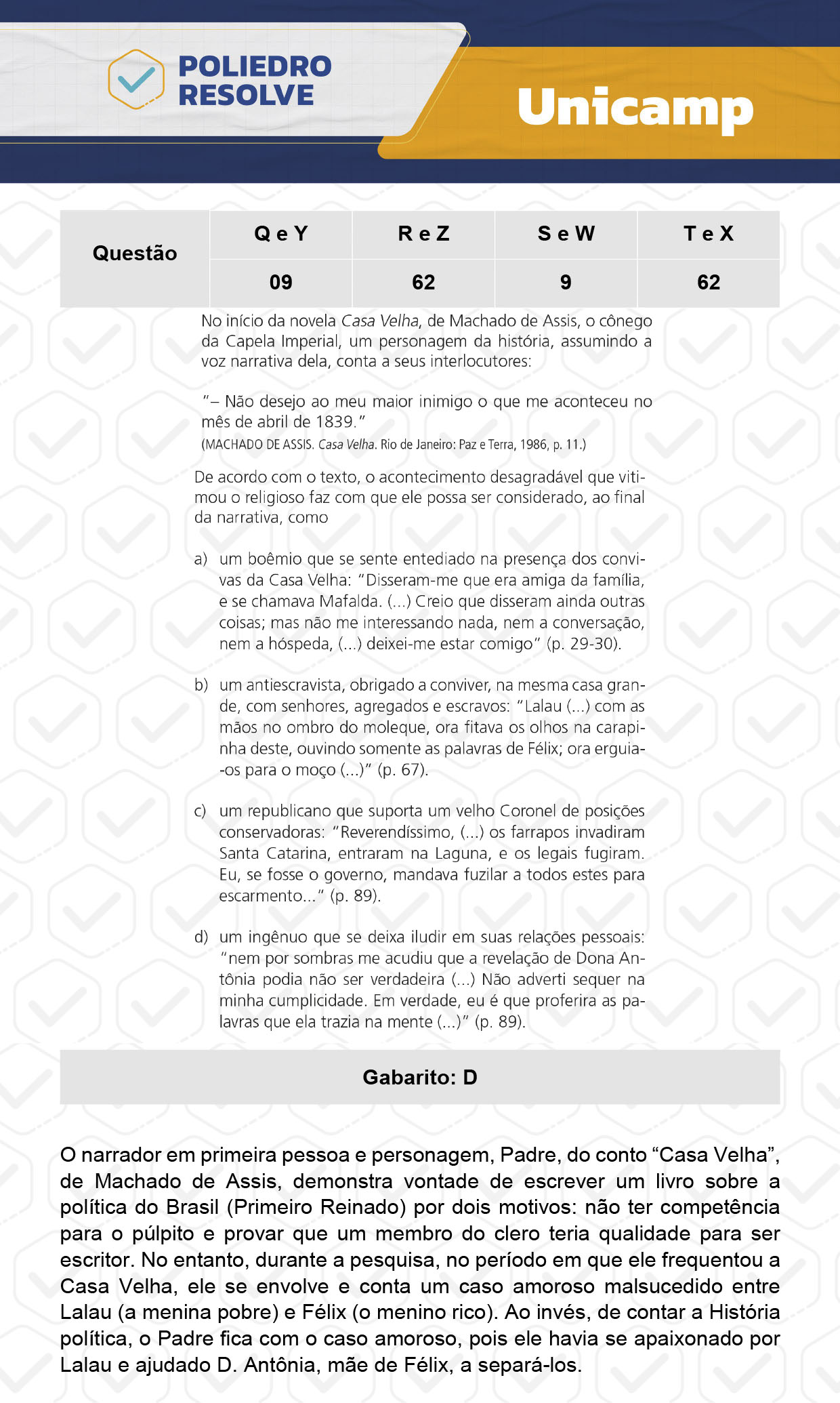 Questão 9 - 1ª Fase - 1º Dia - S e W - UNICAMP 2024