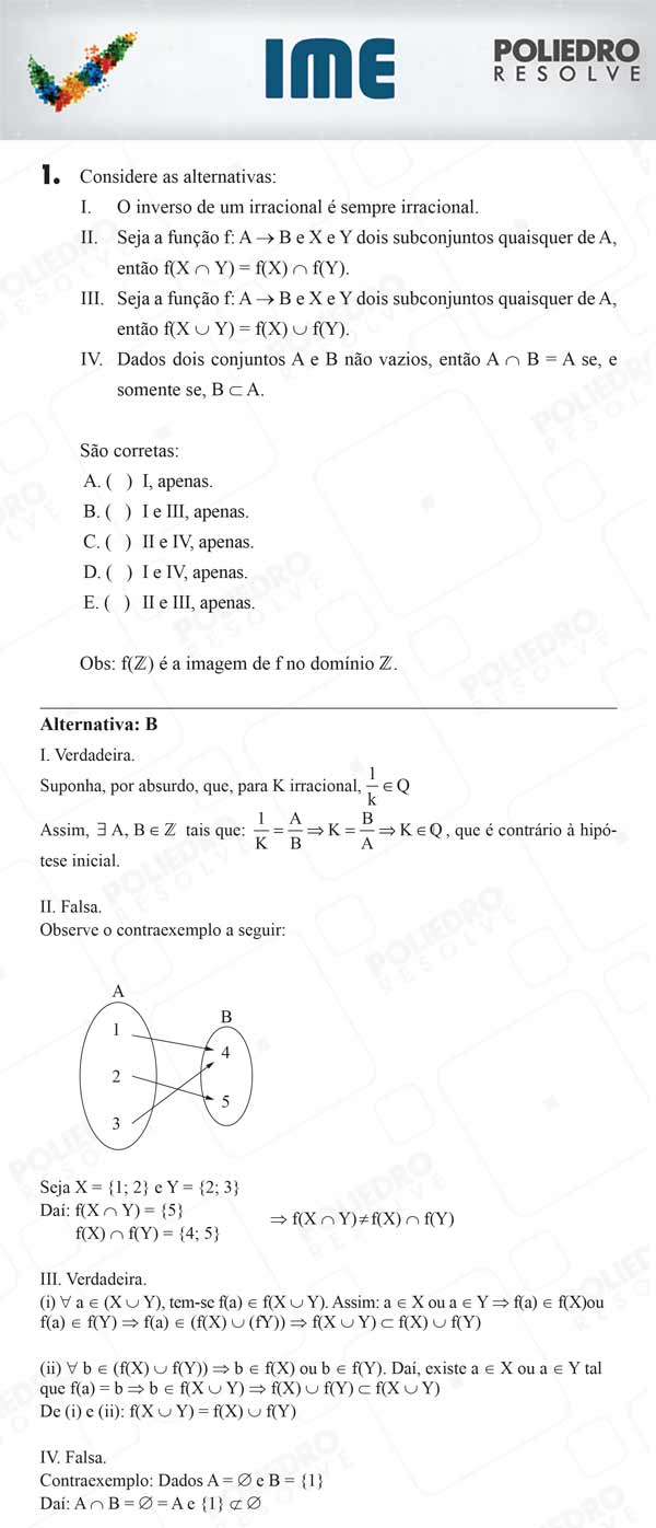 Questão 1 - 1ª Fase - IME 2018