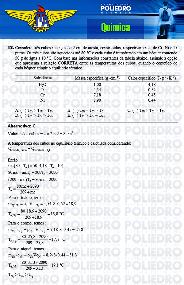 Questão 12 - Química - ITA 2014