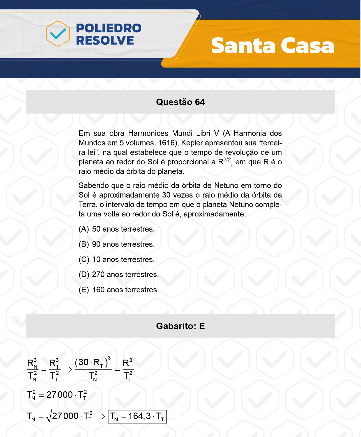 Questão 64 - 1º Dia - SANTA CASA 2024