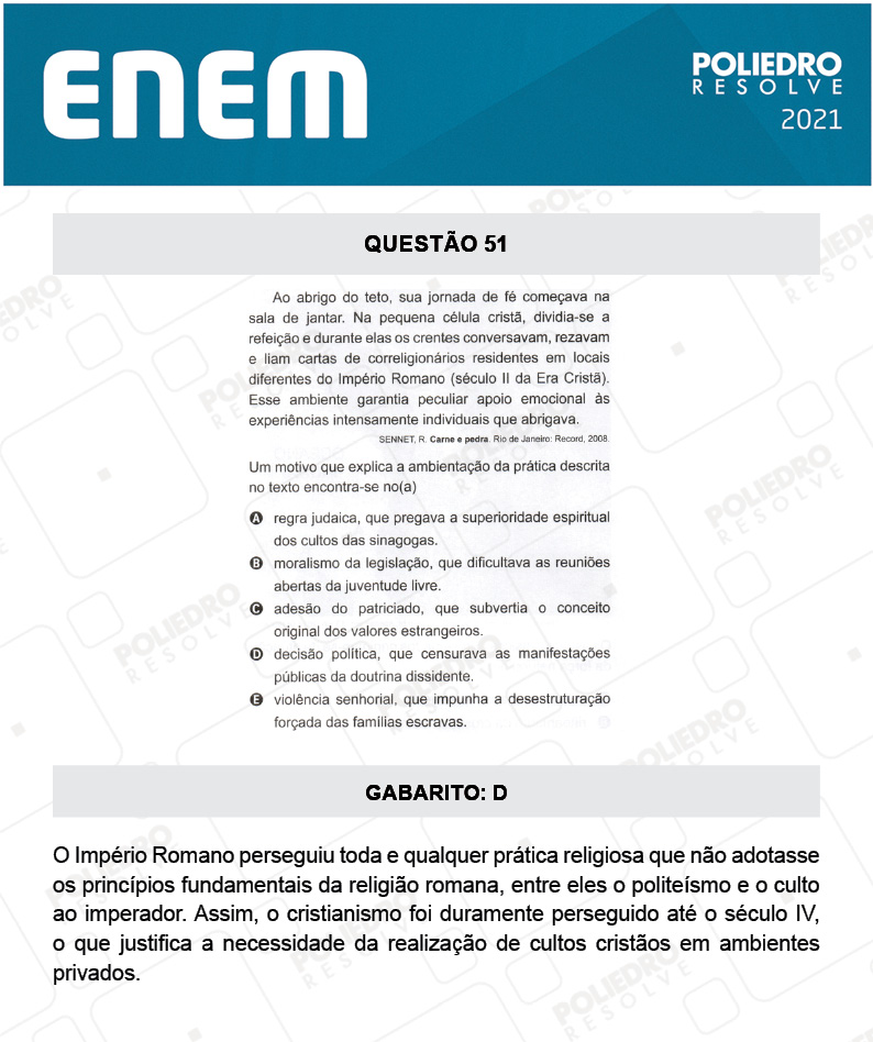 Questão 51 - 1º DIA - Prova Branca - ENEM 2020