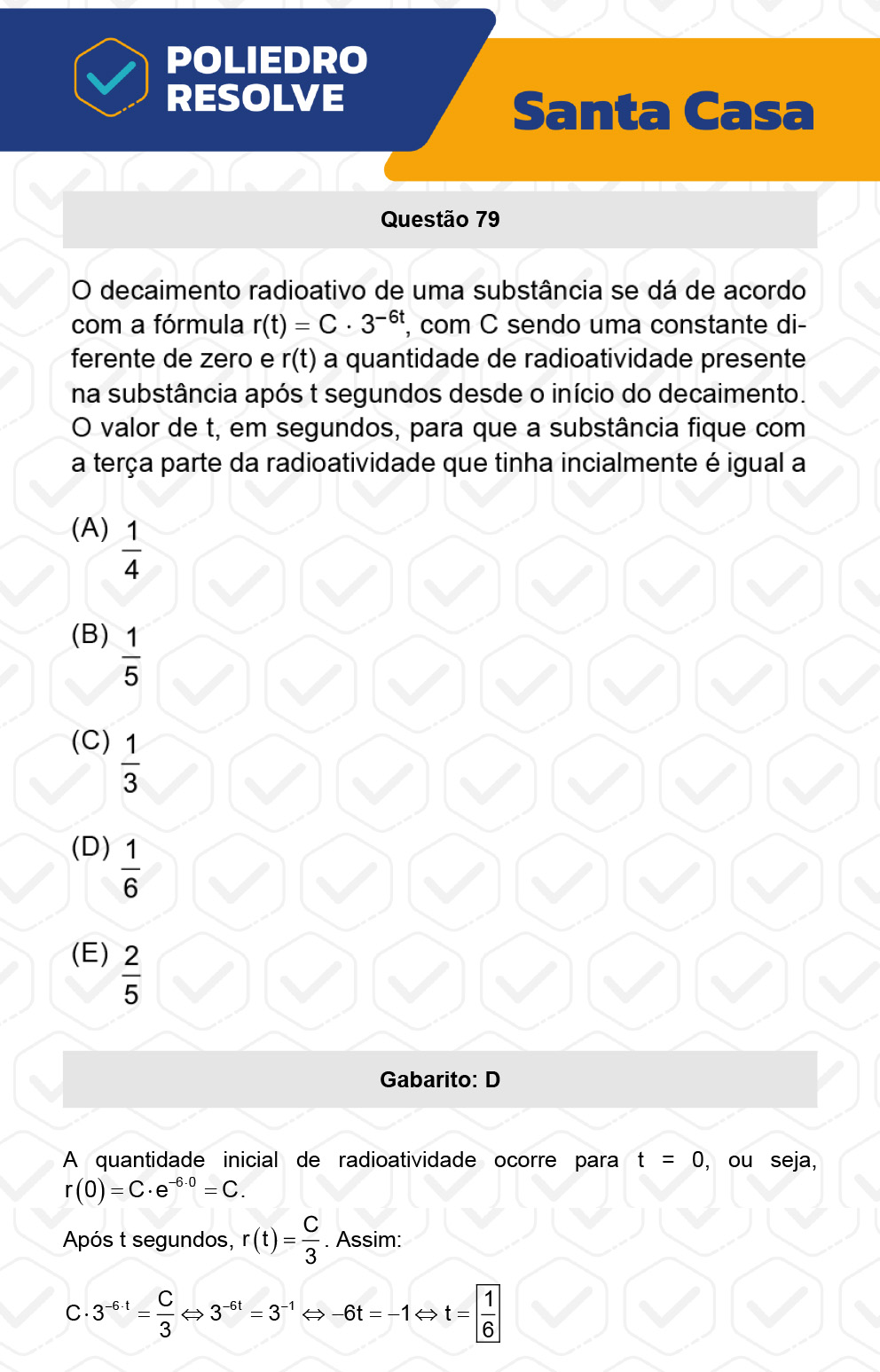 Questão 79 - 1º Dia - SANTA CASA 2023