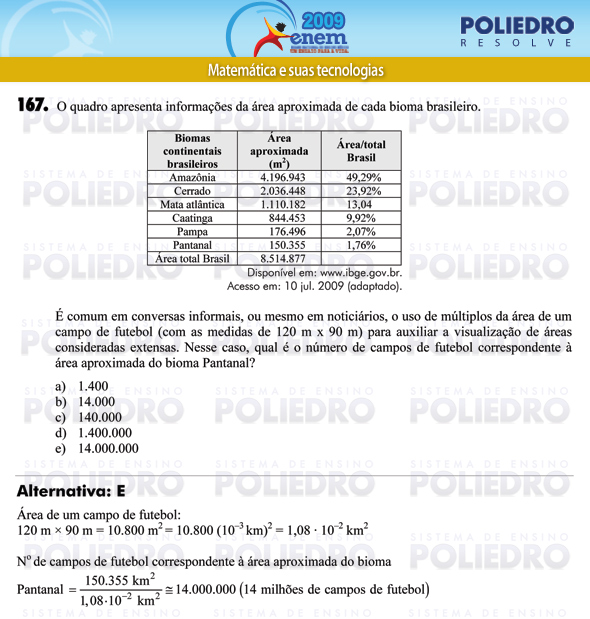 Questão 167 - Prova - ENEM 2009