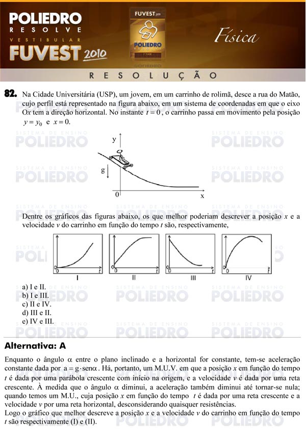 Questão 82 - 1ª Fase - FUVEST 2010