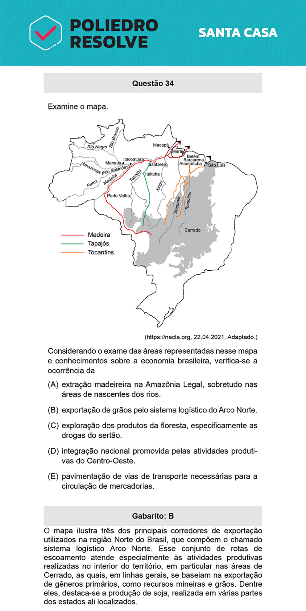 Questão 34 - 1º Dia - SANTA CASA 2022