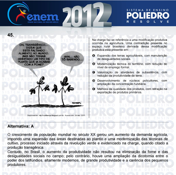 Questão 45 - Sábado (Prova azul) - ENEM 2012