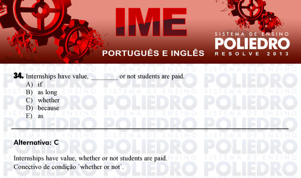 Questão 34 - Português e Inglês - IME 2013