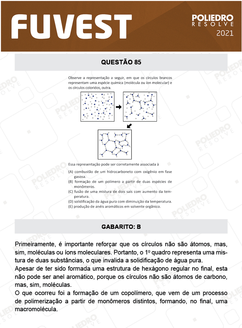 Questão 85 - 1ª Fase - FUVEST 2021