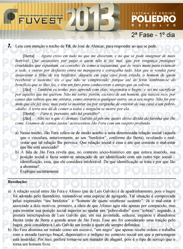 Dissertação 7 - 2ª Fase 1º Dia - FUVEST 2013