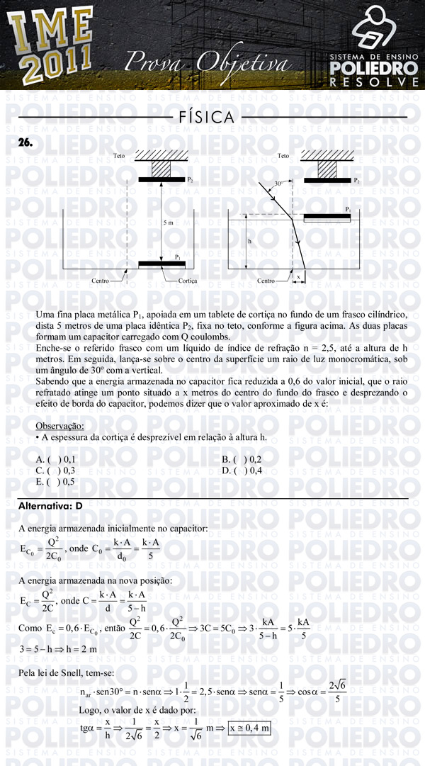 Questão 26 - Objetiva - IME 2011