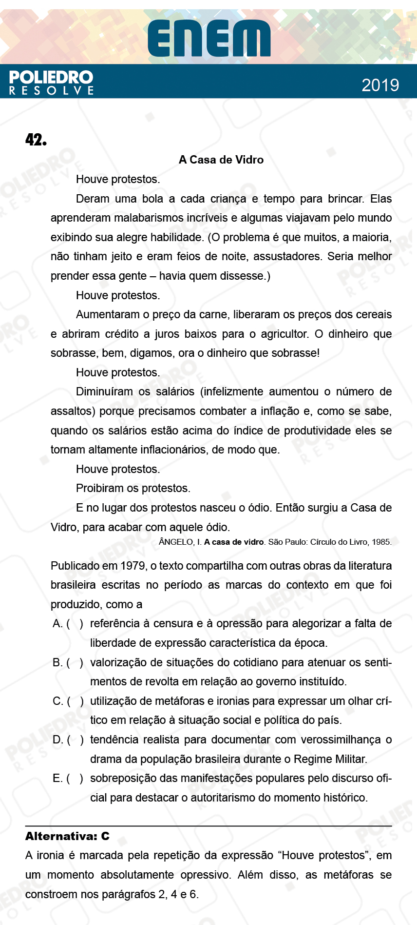 Questão 42 - 1º Dia - Prova AZUL - ENEM 2018