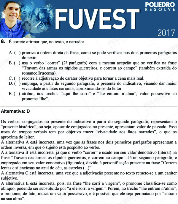 Questão 6 - 1ª Fase - FUVEST 2017