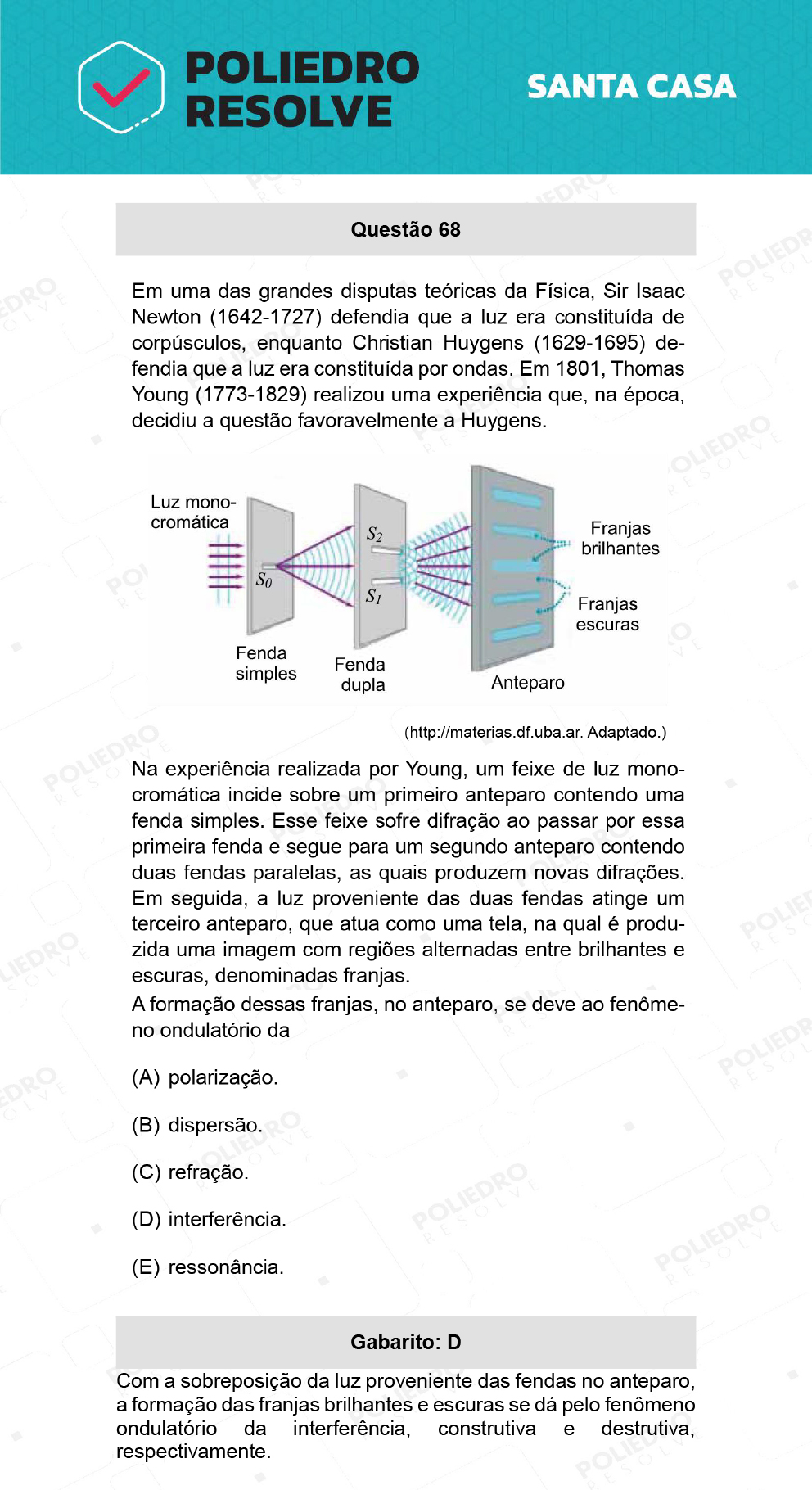 Questão 68 - 1º Dia - SANTA CASA 2022