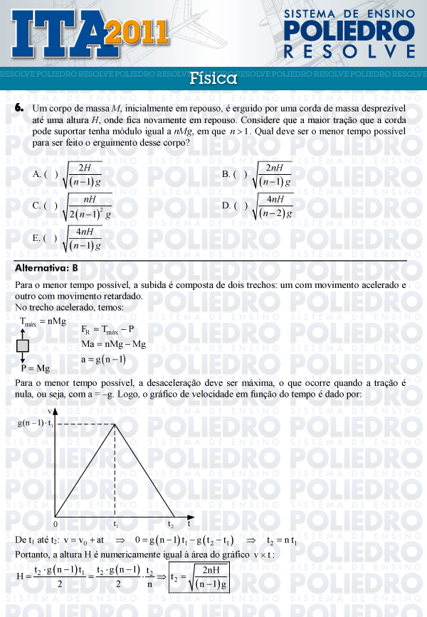 Questão 6 - Física - ITA 2011